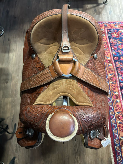16" Circle Y All Around Roping Saddle + Breastplate (Full OH - 7" Gullet)