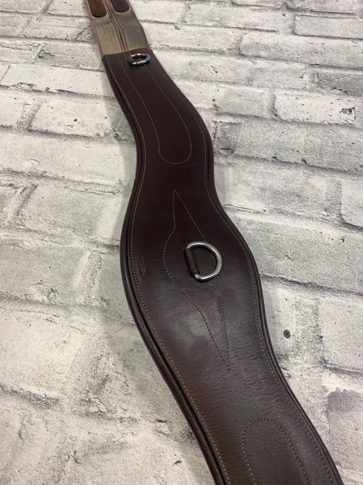 50" Leather Anatomic Girth with Double Elastics Brown