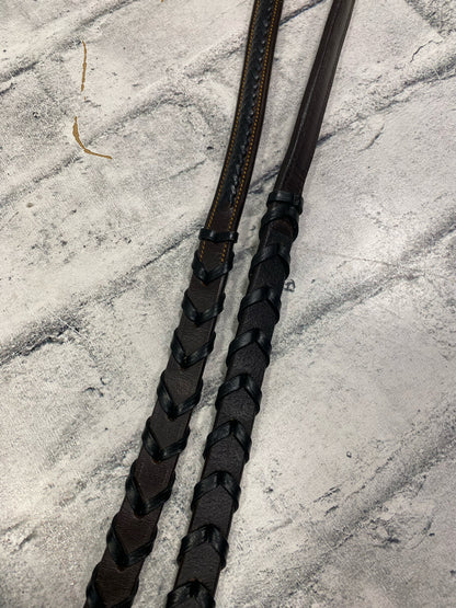 Bobby's Tack Braided Leather Bridle w/ Reins Brown Cob