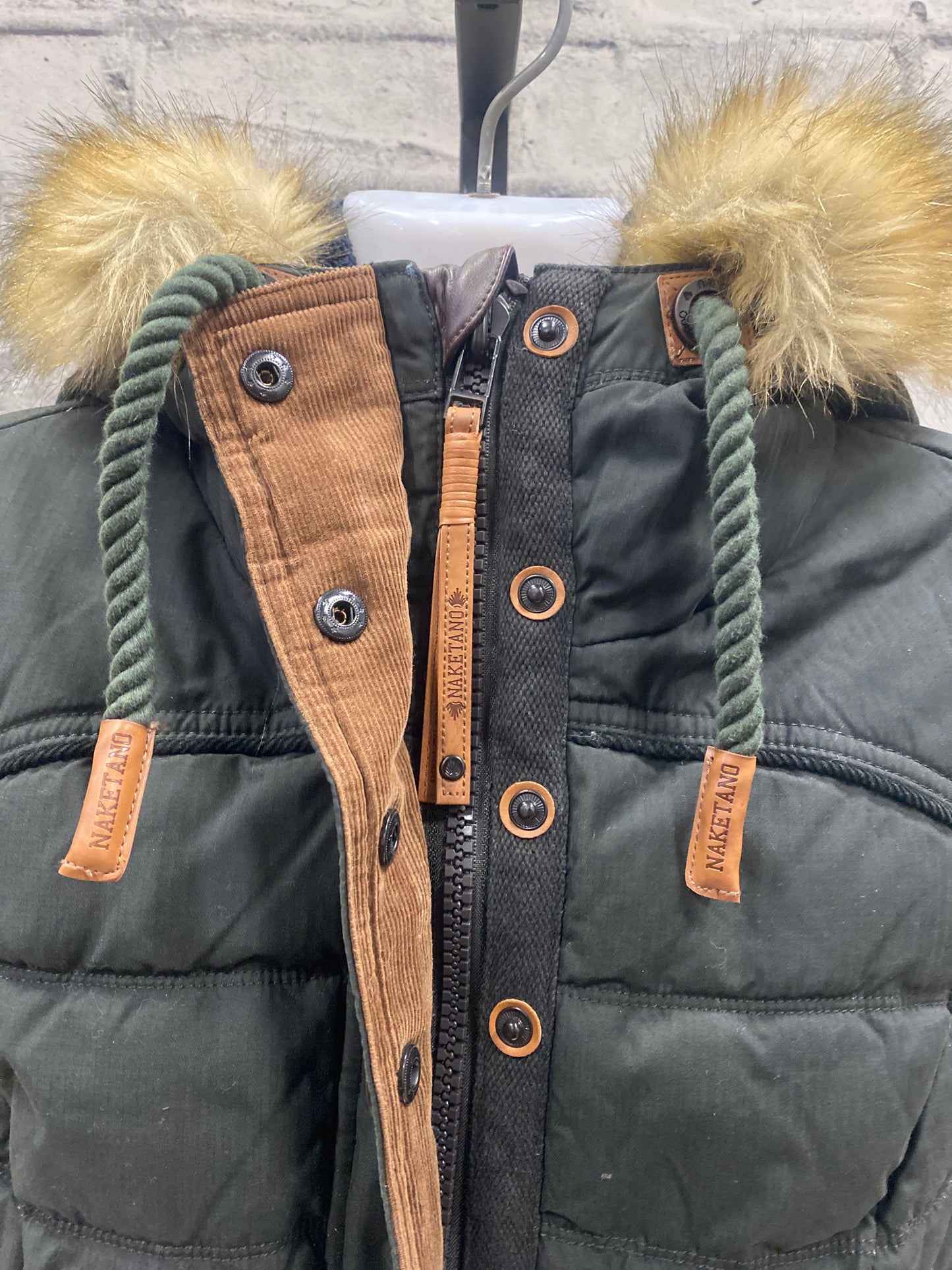 Naketano Fleece Lined Jacket w/ Fur Hood Green S