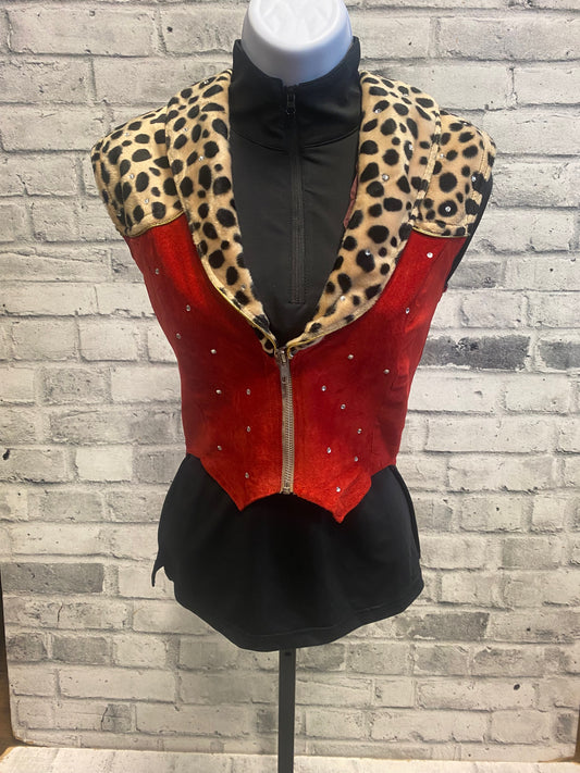 Western Showmanship Vest Cheetah/Red XS