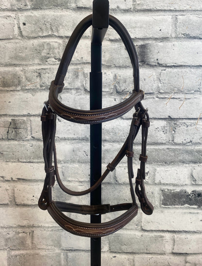 Mondega Fancy Stitched Hunter Bridle Brown Pony