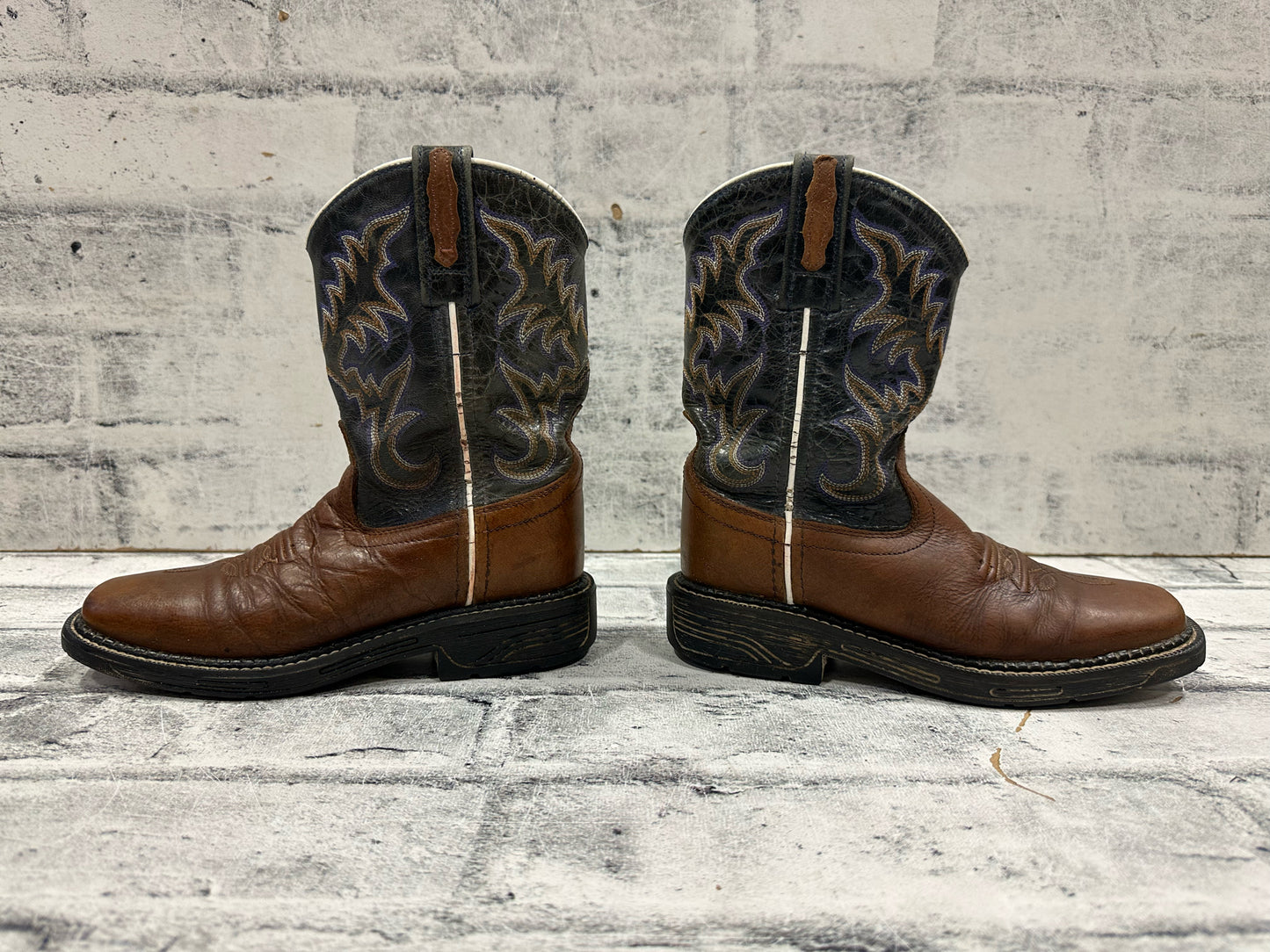 Old West Square Toe Cowboy Boots Grey/Purple13D