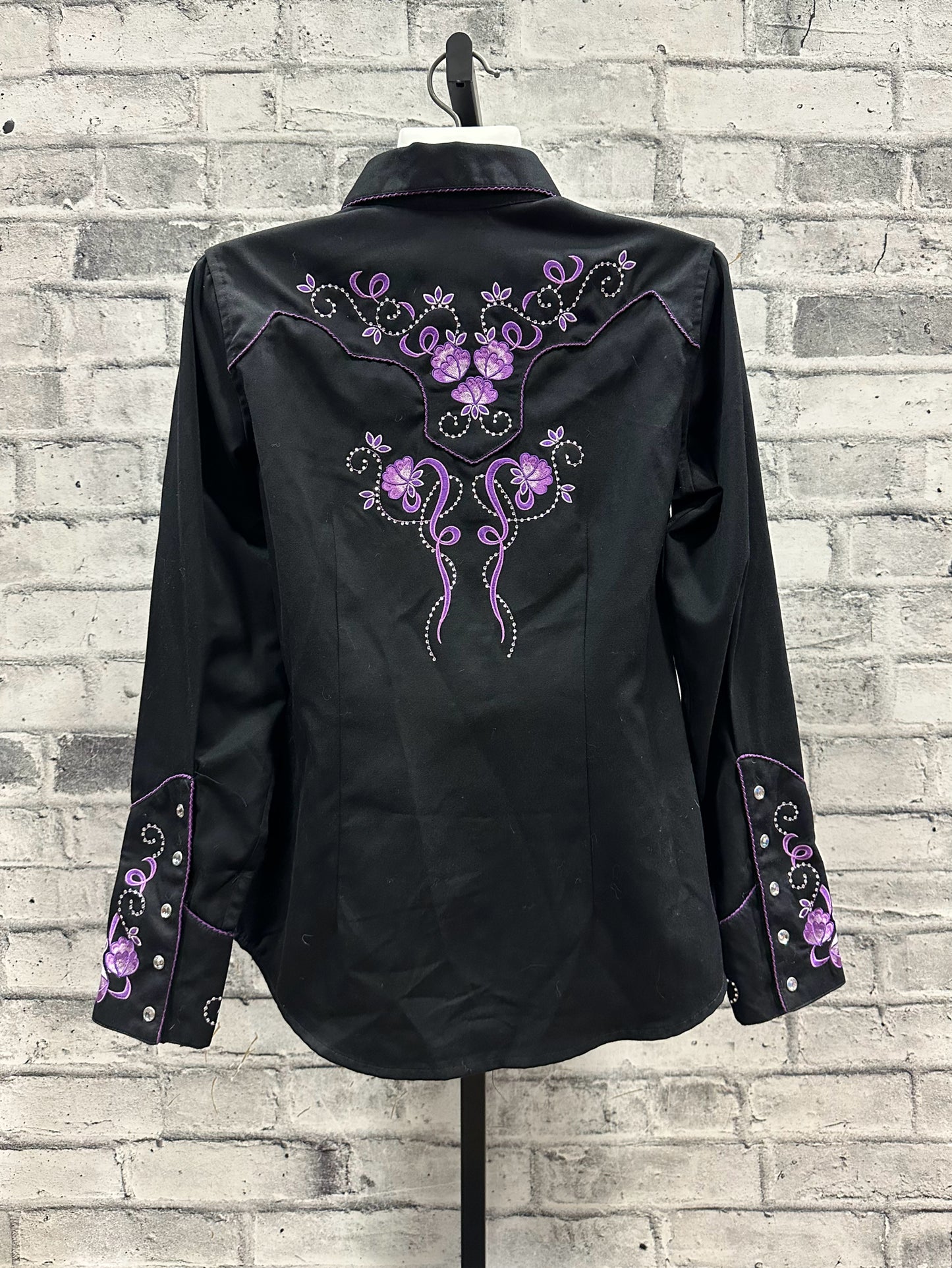 Panhandle Slim Pearl Snap Show Shirt Purple/Black M