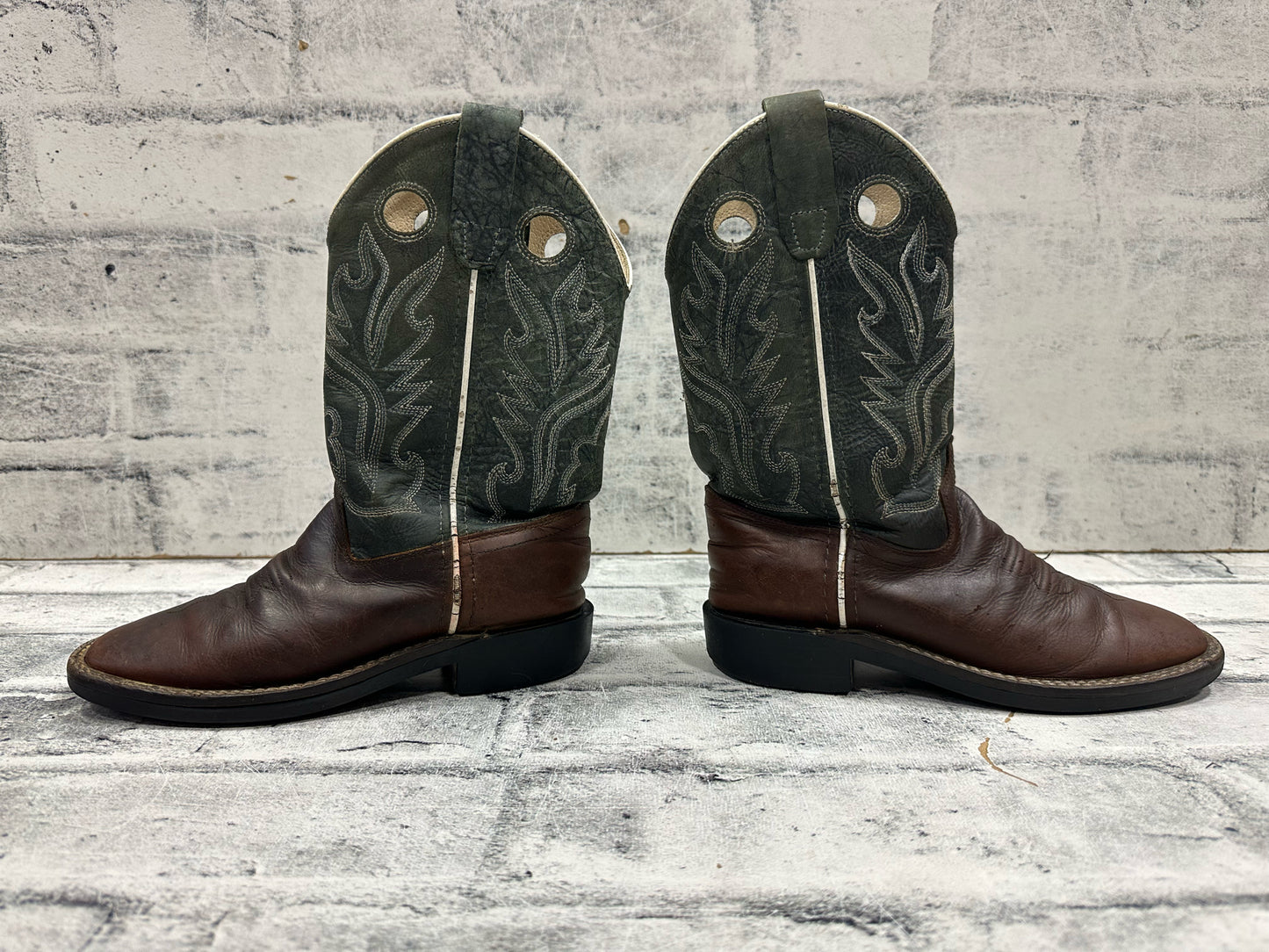 Old West Square Toe Cowboy Boots Sage 3D