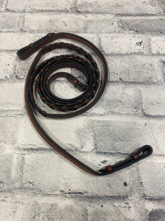 Raised Fancy Stitch Laced Reins Brown