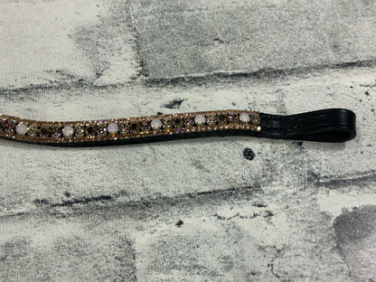 15" Equiture Swaroski Tiffany Rose Gold/Opal Curve Browband