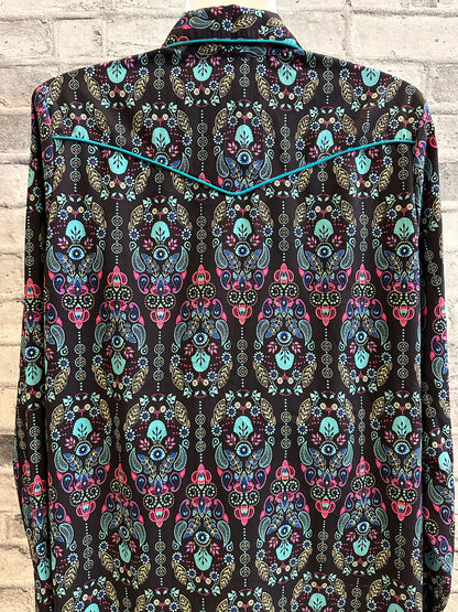 Roper Pearl Snap Show Shirt Multi/Turquoise XL