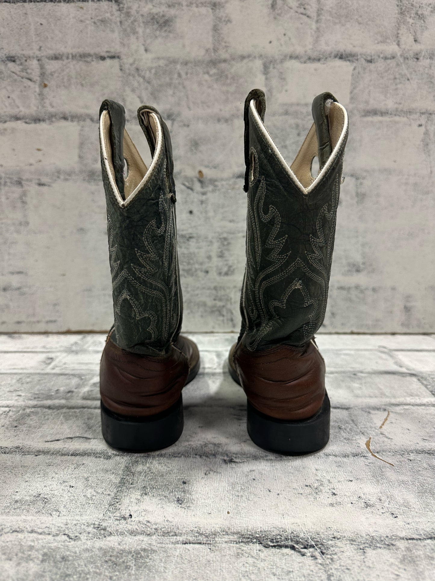 Old West Square Toe Cowboy Boots Sage 3D