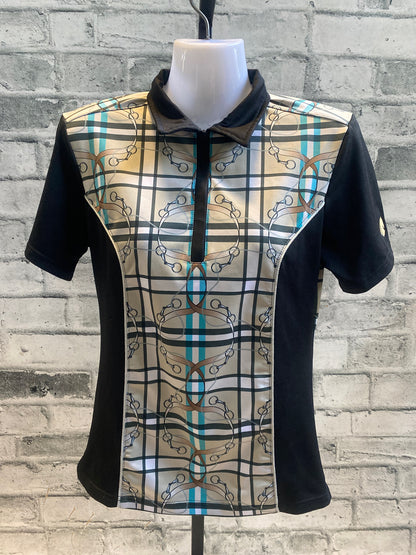 Arista Equestrian Tack Print Zip Up Polo Shirt S