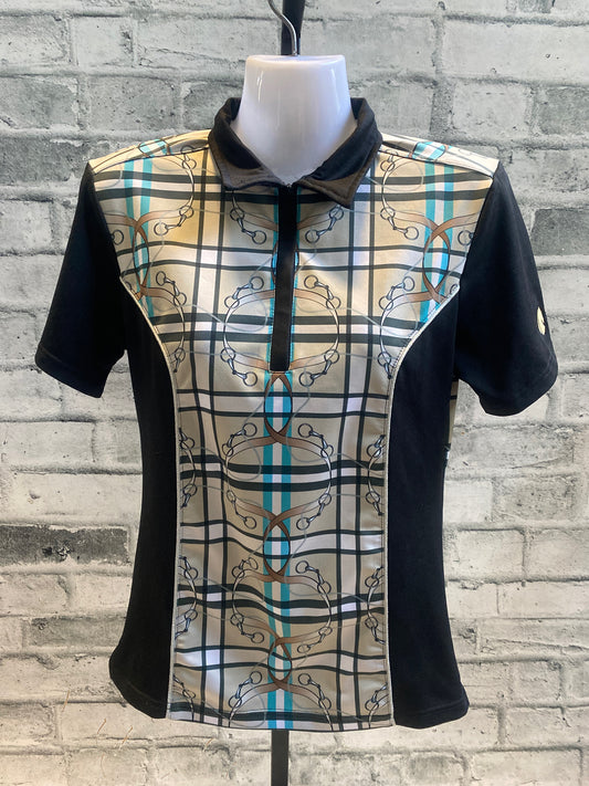 Arista Equestrian Tack Print Zip Up Polo Shirt S