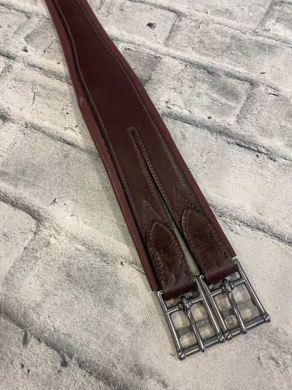 56" Joseph Sterling Leather Girth w One Side Elastic Brown