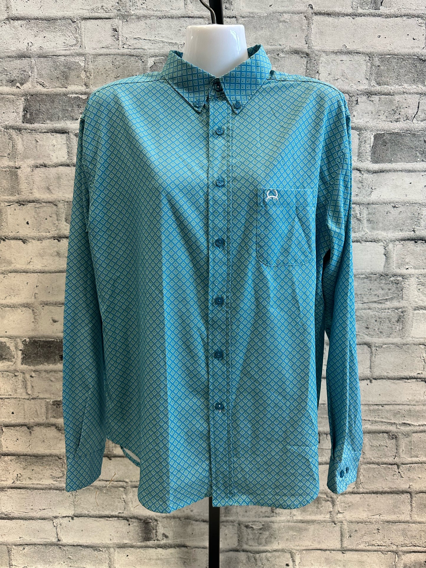 Cinch Button Up Show Shirt Teal Boy's XXL