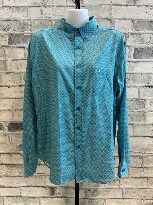 Cinch Button Up Show Shirt Teal Boy's XXL