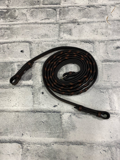 Fancy Stitch Laced Reins Brown