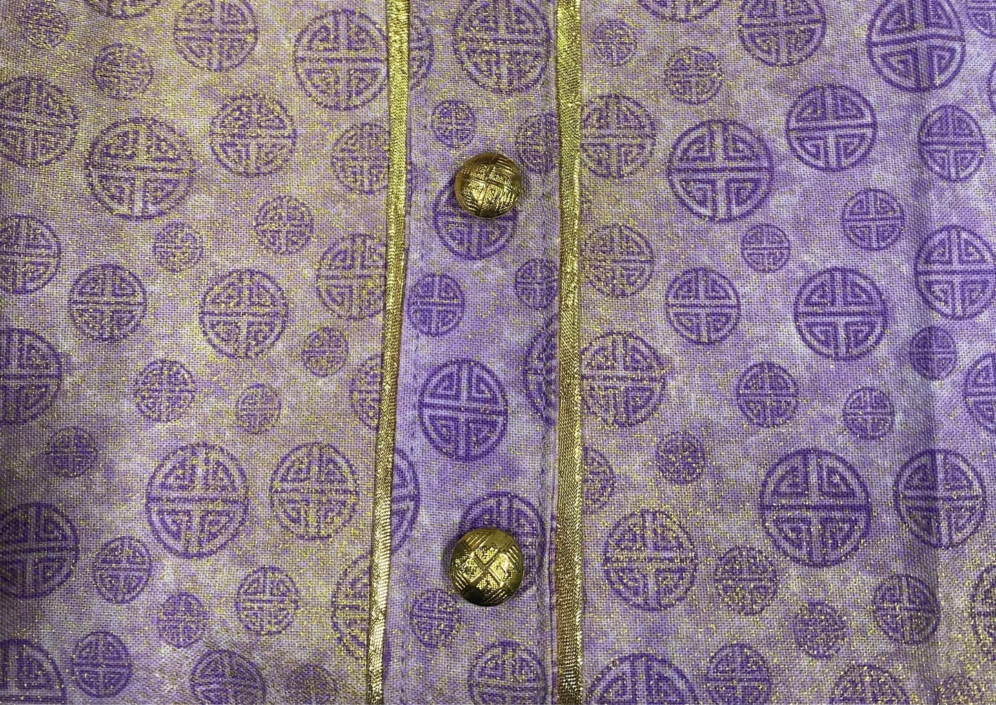 Klip Klop Kreations Dickie - Purple Circle Pattern + Gold Piping + Gold Buttons