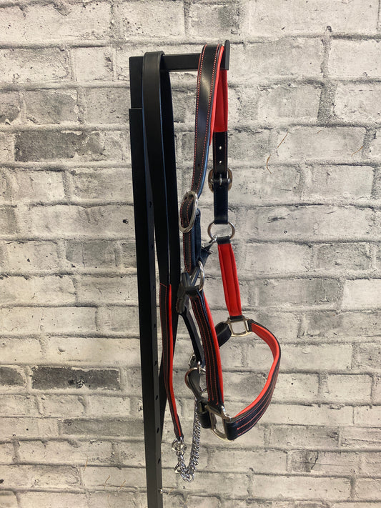 Sebastian + Co Leather Halter + Lead Red/Black F