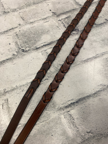 Raised Fancy Stitch Laced Reins Brown