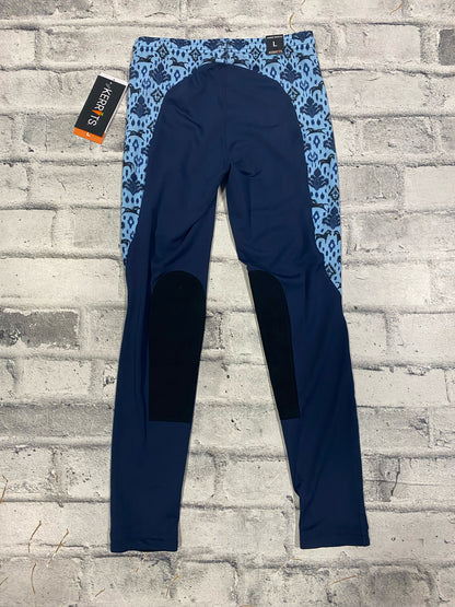 Kerrits Pull On Riding Tights Blue Horse Print Childrens L NEW