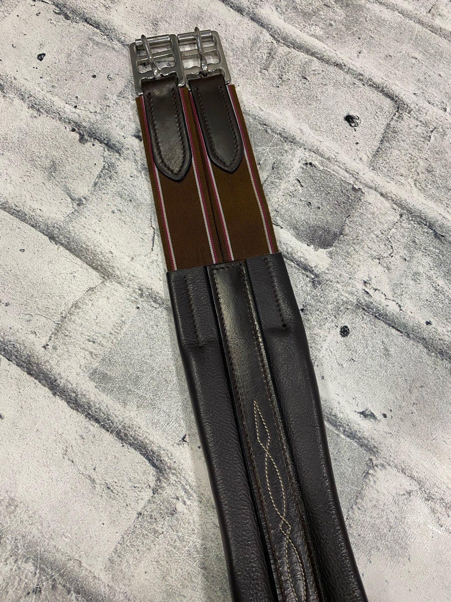 38" Fancy Stitch Leather Girth Brown