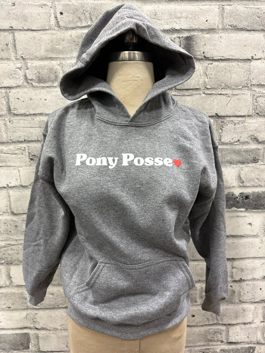 "Pony Posse" Hoodie Grey Youth M