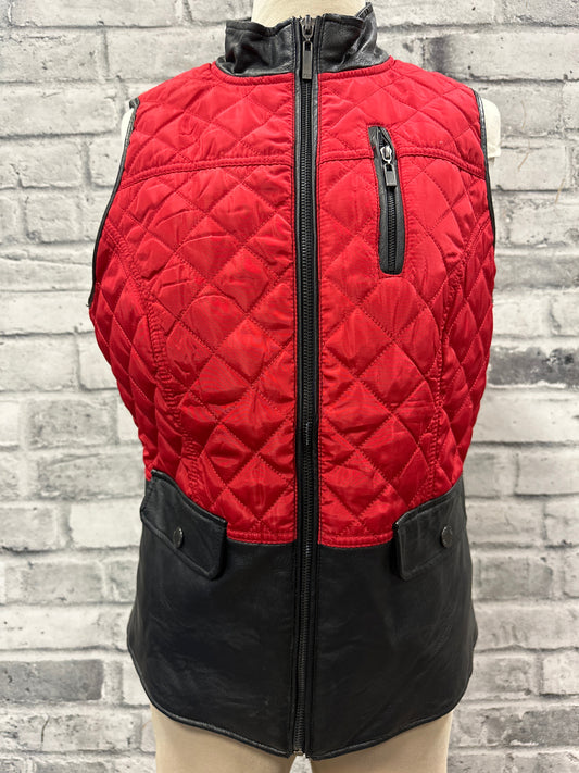 French Dressing Jeans Quilted/Leather Vest Red XS